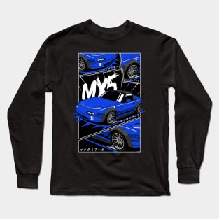 Blue miata jdm manga style Long Sleeve T-Shirt